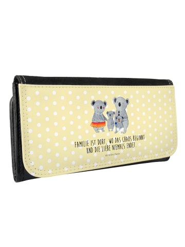 Mr. & Mrs. Panda Portemonnaie für Damen Koala Familie mit Spruch in Gelb Pastell