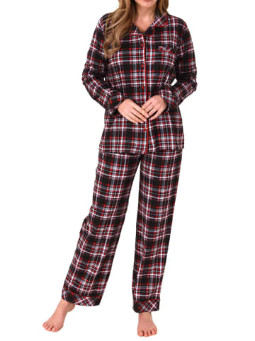NORMANN Pyjama Karo zum durchknöpfen Single Jersey - 69314 in rot
