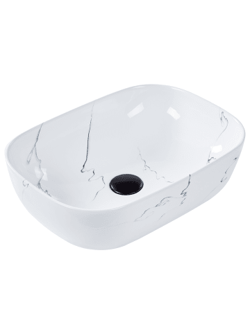 Beliani Waschbecken HOPI in Weiß - (W) 47 x (H) 14 x (L) 34 cm