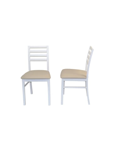 möbel-direkt Esszimmerstuhl 2er-Set Massivholzstuhl in weiß/beige