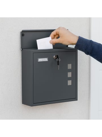 relaxdays Briefkasten in Anthrazit - (B)35 x (H)33 x (T)12 cm