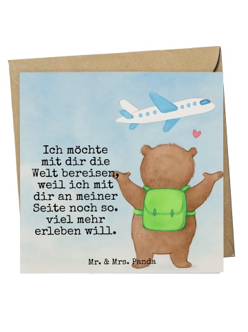 Mr. & Mrs. Panda Deluxe Karte Bär Flugzeug Design mit Spruch in Weiß