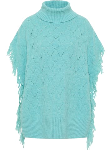 IZIA Damen Strick Poncho in Türkis