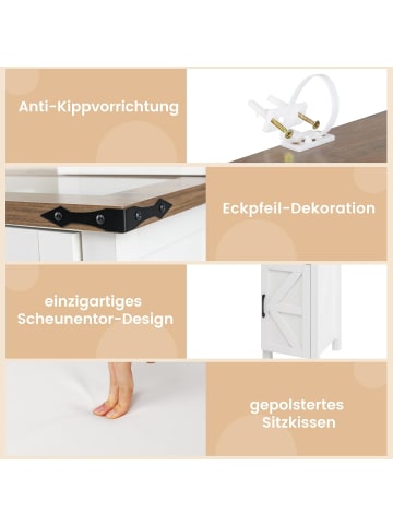 COSTWAY Schminktisch mit LED 107x40x138cm in Weiß