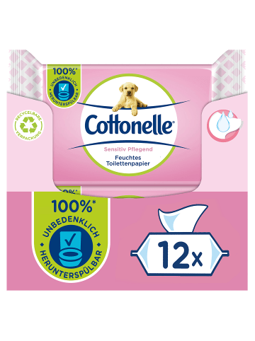 Cottonelle Feuchtes Toilettenpapier Sensitive Pflegend Parfümfrei 12 x 42 Stk