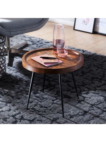 KADIMA DESIGN Beistelltisch | Sheesham/Metall, 46x40x46cm, Industrial