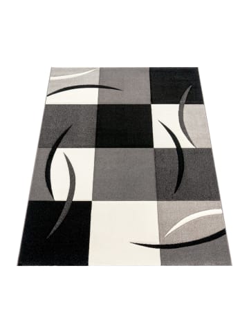 KADIMA DESIGN Teppich Kurzflor Karo Wohnzimmer in Schwarz