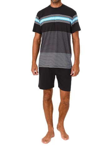 NORMANN kurzarm Schlafanzug Shorty Streifen Übergrößen in blau