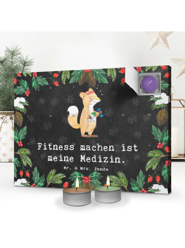 Mr. & Mrs. Panda Kerzen Adventskalender Fuchs Fitness mit Spruch in Kreidetafel
