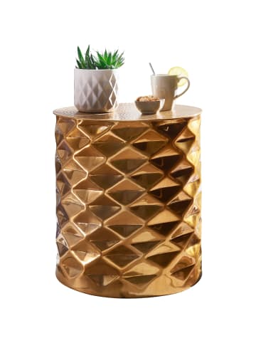 KADIMA DESIGN Beistelltisch Oriental | Aluminium Design, Hammerschlag, Stabil in Gold