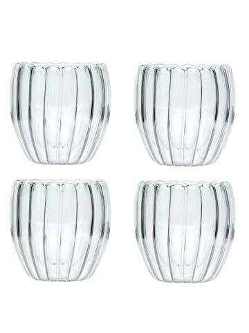 Intirilife Doppelwandiges Thermo Glas Set Kaffee Tee 190 ml in 4x 190ml Transparent