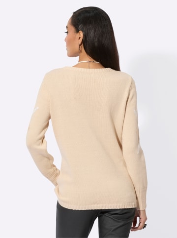 creation L Rundhalspullover in sand