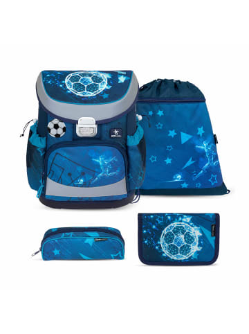 Belmil 4tlg-Set: Schulranzen Set Mini-Fit Footballers in Blau H36xL28xT19 cm