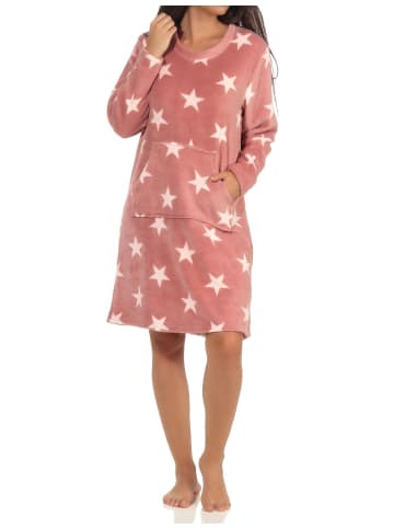 NORMANN Nachthemd Sterne weichem Coral Fleece - 51214 in rosa
