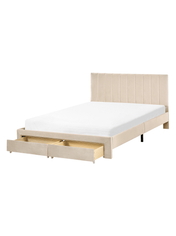 Beliani Doppelbett LONZAC in Beige - (W) 145 x (H) 90 x (L) 208 cm