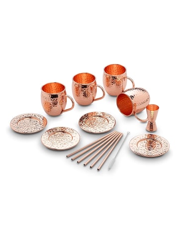 Echtwerk 13 tlg. Set Moscow Mule Kupferbecher im Hammerschlag-Look 500 ml in Kupfer