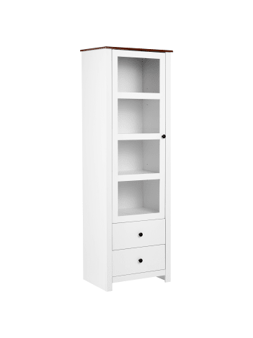 Beliani Vitrine PIMBA in Weiß/Braun - (W) 60 x (H) 180 x (L) 40 cm