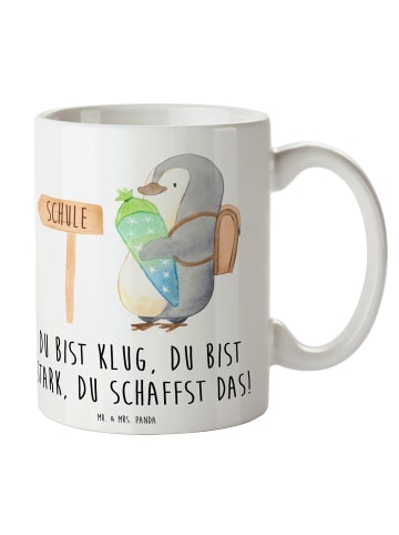 Mr. & Mrs. Panda Kaffeetasse Erster Schultag Motivation mit Spruch in Weiß