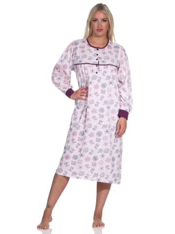 NORMANN Langarm Nachthemd klassische Design Knopfleiste am Hals - 88995 in lila