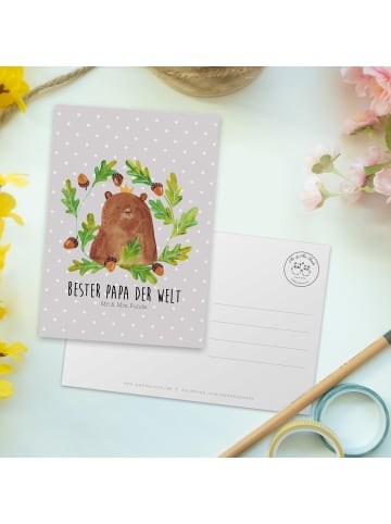 Mr. & Mrs. Panda Postkarte Bär König mit Spruch in Grau Pastell