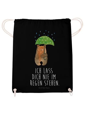 Mr. & Mrs. Panda Jutebeutel Bär Regenschirm mit Spruch in Schwarz