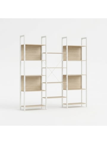 relaxdays Bücherregal in Weiß - (B)158 x (H)166 x (T)24 cm
