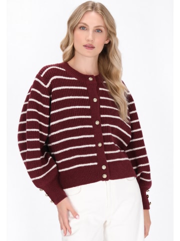 DreiMaster Maritim Cardigan in wine red offwhite
