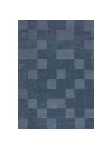 KADIMA DESIGN Wollteppich Schachbrett, Karos, Wohnzimmer schmutzabweisend in Blau
