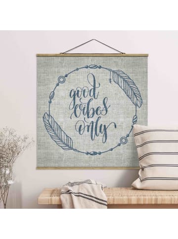 WALLART Stoffbild mit Posterleisten - Good Vibes Only Leinenoptik in Braun