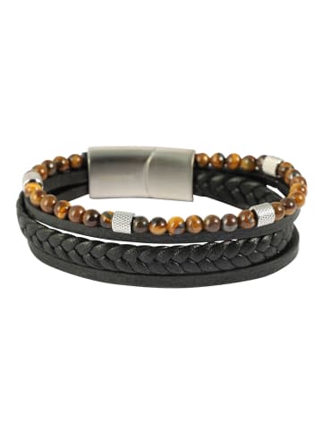 Adeliás Herren Armband – Lederarmband aus Leder 17 cm in schwarz