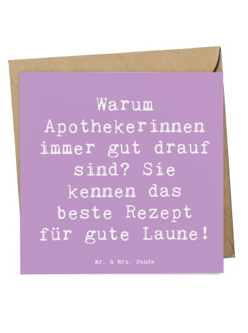 Mr. & Mrs. Panda Grußkarte Spruch Glückliche Apothekerin mit Spruch in Lavendeltraum