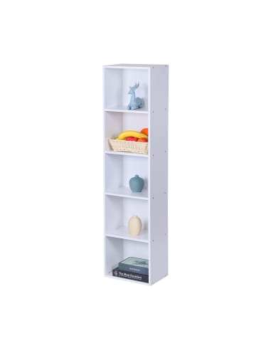 relaxdays Bücherregal in Weiß - (B)32 x (H)132 x (T)24 cm