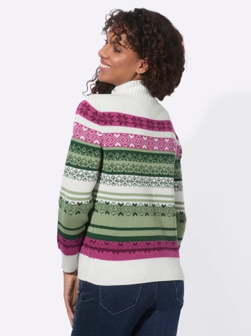 WITT WEIDEN Stehkragen-Pullover in eucalyptus-bordeaux-gemustert