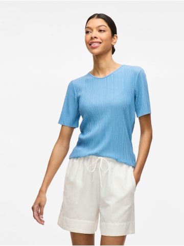 Vila VILA Damen Satin Blusen T-Shirt Halbarm Basic Top VIPLISA in Blau-4