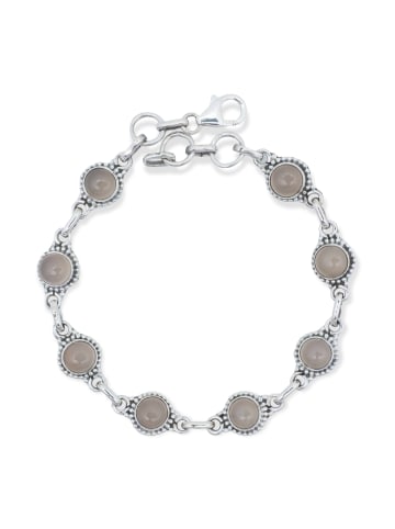 mantraroma 925er Silber - Armbänder (L) 20,5 cm mit Rosenquarz