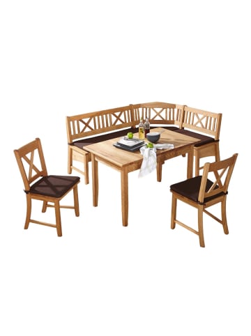 58 aufm Kessel ECKBANKGRUPPE im Landhausstil Damaris Massivholz Wildeiche/Braun