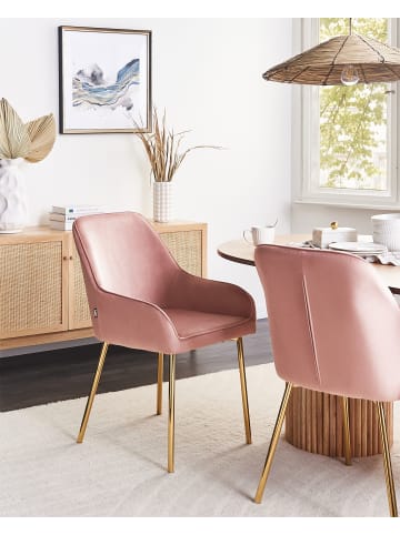 Beliani 2er-Set Esszimmerstuhl LOVERNA in Rosa/Gold