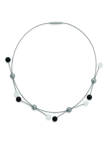 Xen Collier "42 cm Onyx und Bergkristalle" in Silber