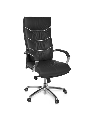 FineBuy Bürostuhl in Schwarz / Leder / 70x70x126