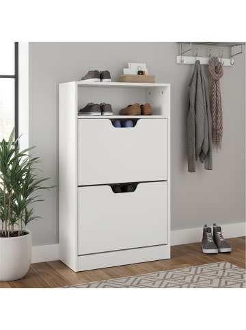 relaxdays Schuhschrank in Weiß - (B)60 x (H)102 x (T)24 cm