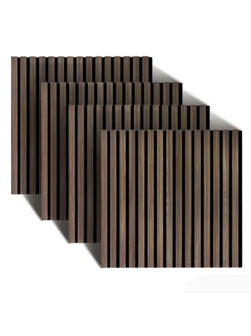 relaxdays 4 x Akustikpaneele in Dunkelbraun - (B)60 x (H)60 cm