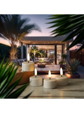 Uyuni 4er Set LED Mini Teelichter aufladbar Timer D: 4cm in weiß