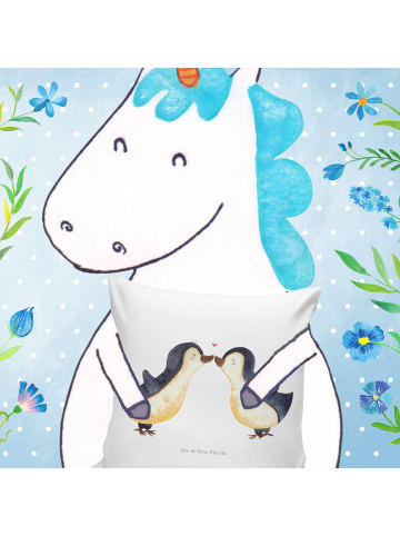 Mr. & Mrs. Panda Sofakissen Pinguin Liebe ohne Spruch in Weiß