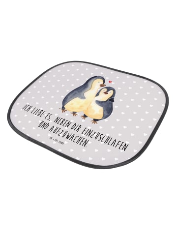 Mr. & Mrs. Panda Sonnenschutz Auto Pinguine Einschlafen mit Spruch in Grau Pastell