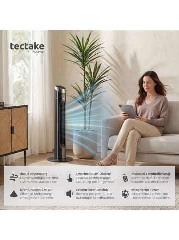 tectake Standventilator mit Timer-Funktion, Inkl. Fernbedienung, 31 x 90 cm