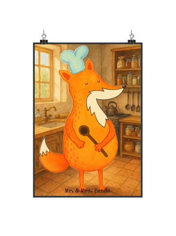 Mr. & Mrs. Panda Poster Fuchs Koch Design ohne Spruch in Weiß