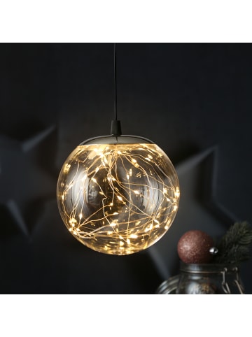MARELIDA LED Leuchtkugel Lichterkugel Kugelleuchte hängend D: 15cm in transparent