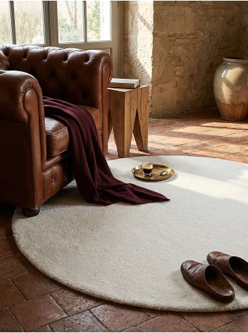 KADIMA DESIGN Teppich rund Uni rutschhemmend pflegeleicht Wohnzimmer Schlafzimmer in Creme