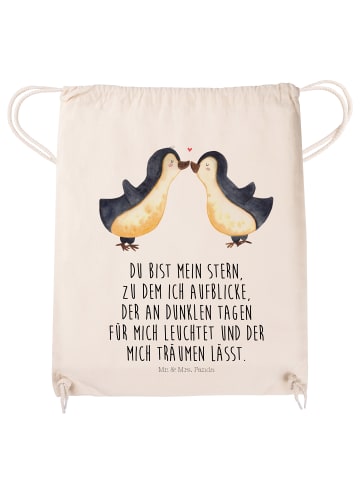 Mr. & Mrs. Panda beutelrucksack Pinguin Liebe mit Spruch in Creme
