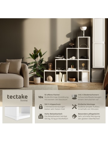 tectake Bücherwand mit 10 Fächern, Belastbarkeit 100 kg, 130 x 29 cm x 130 cm
